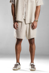 Beige LINEN SHORTS