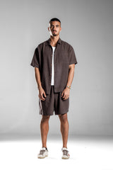 Brown LINEN SHORTS