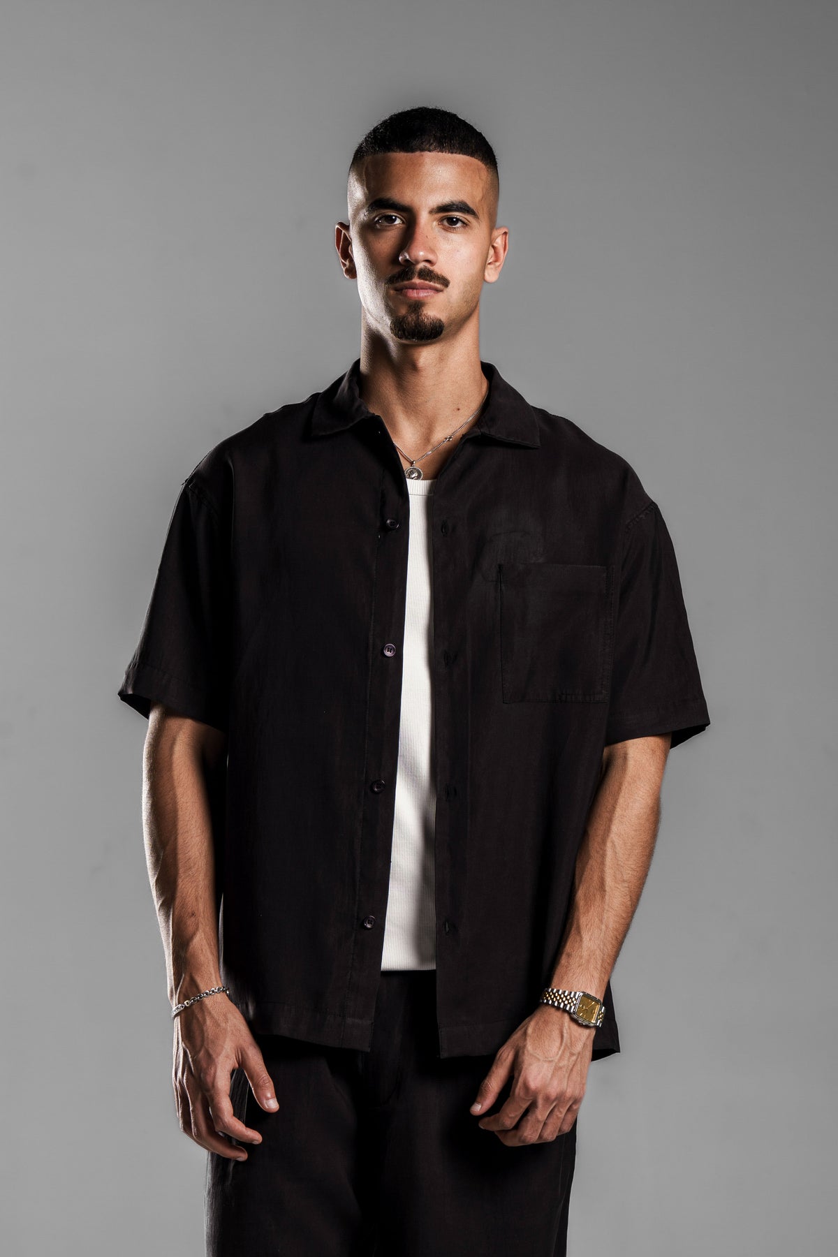 Black Fluid Relaxed Shirt