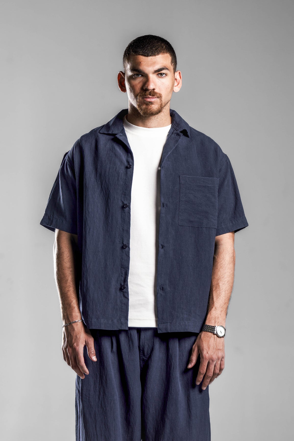 Navy Blue FLOWING SHIRT
