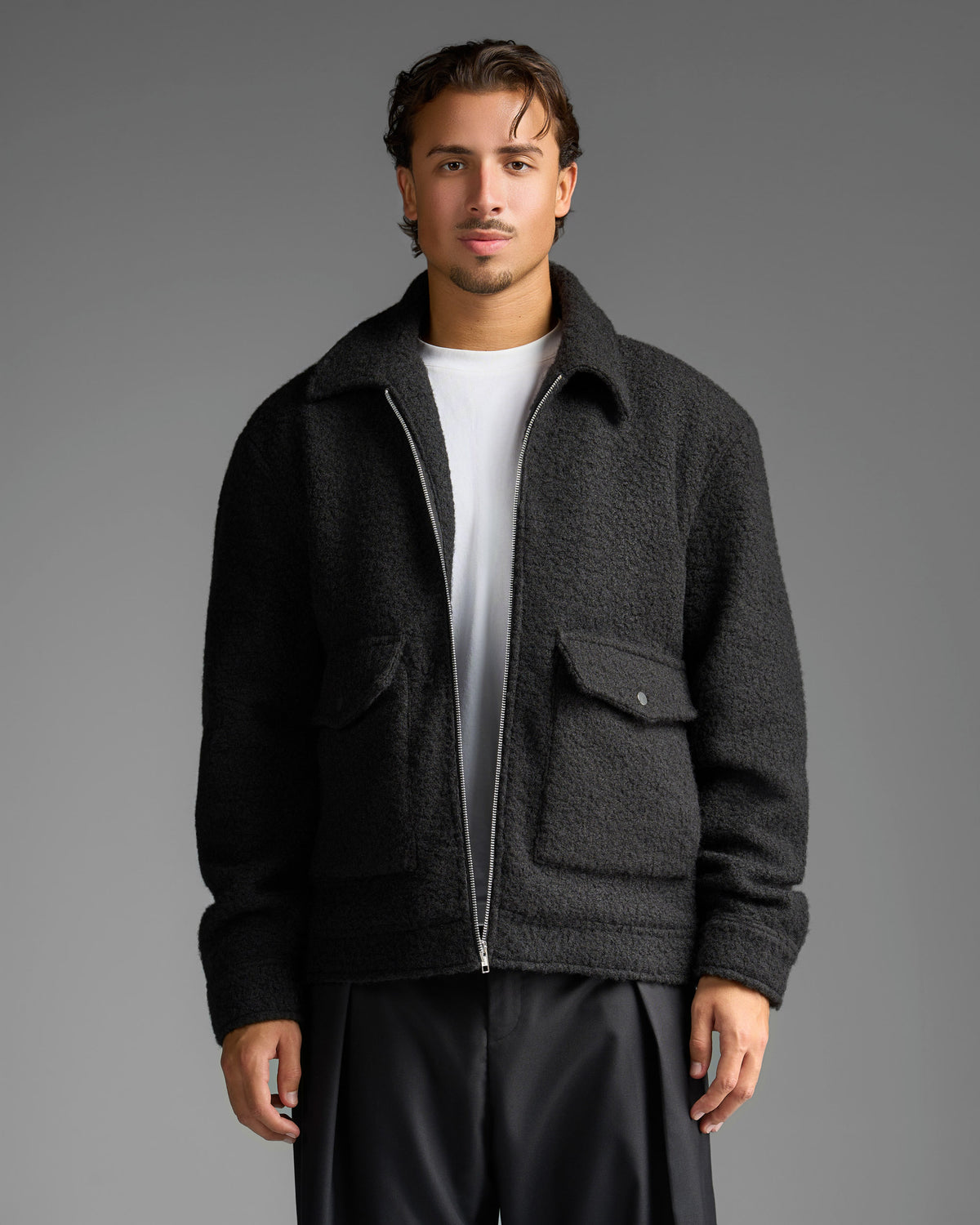 Black Wool Effect Jacket