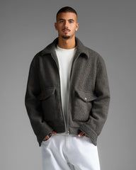 Grey Wool Effect Jacket