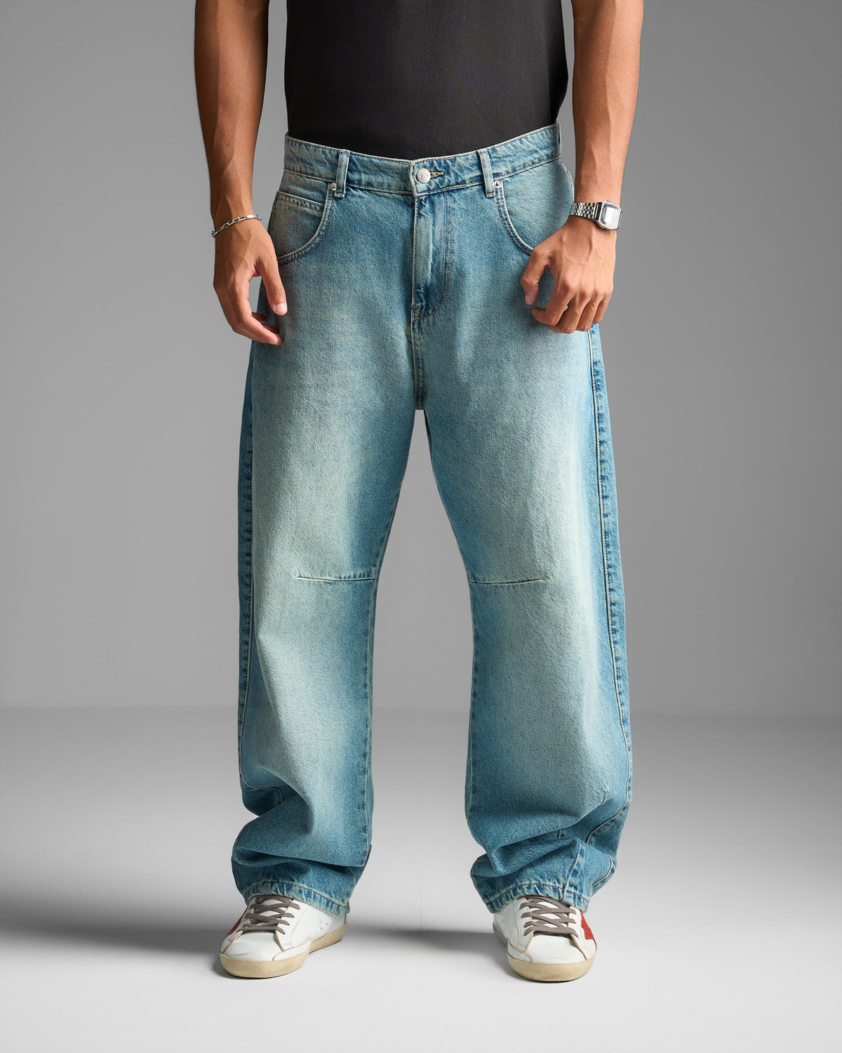 Greenish Blue Baggy Fit Jeans