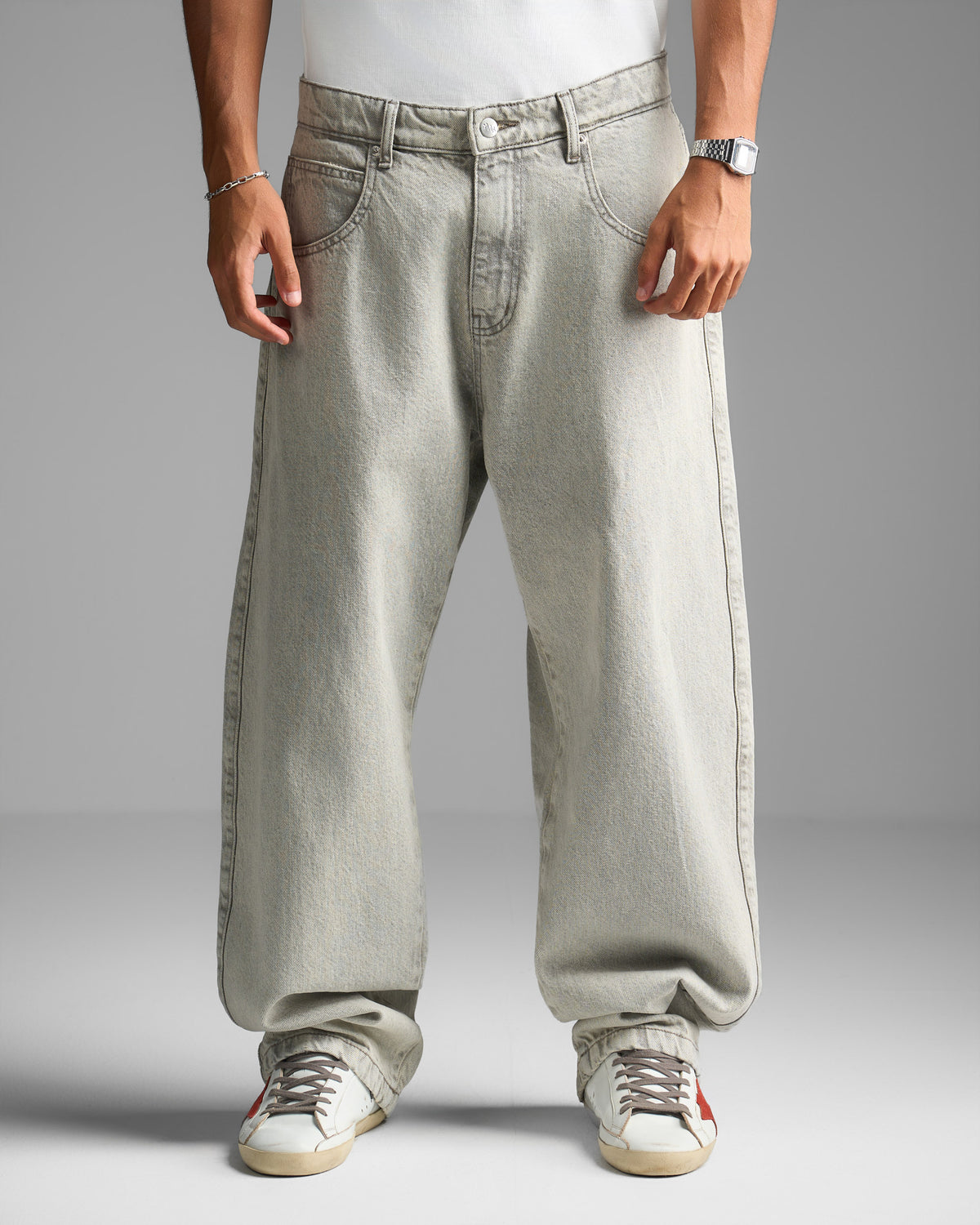 Grey Baggy Fit Jeans