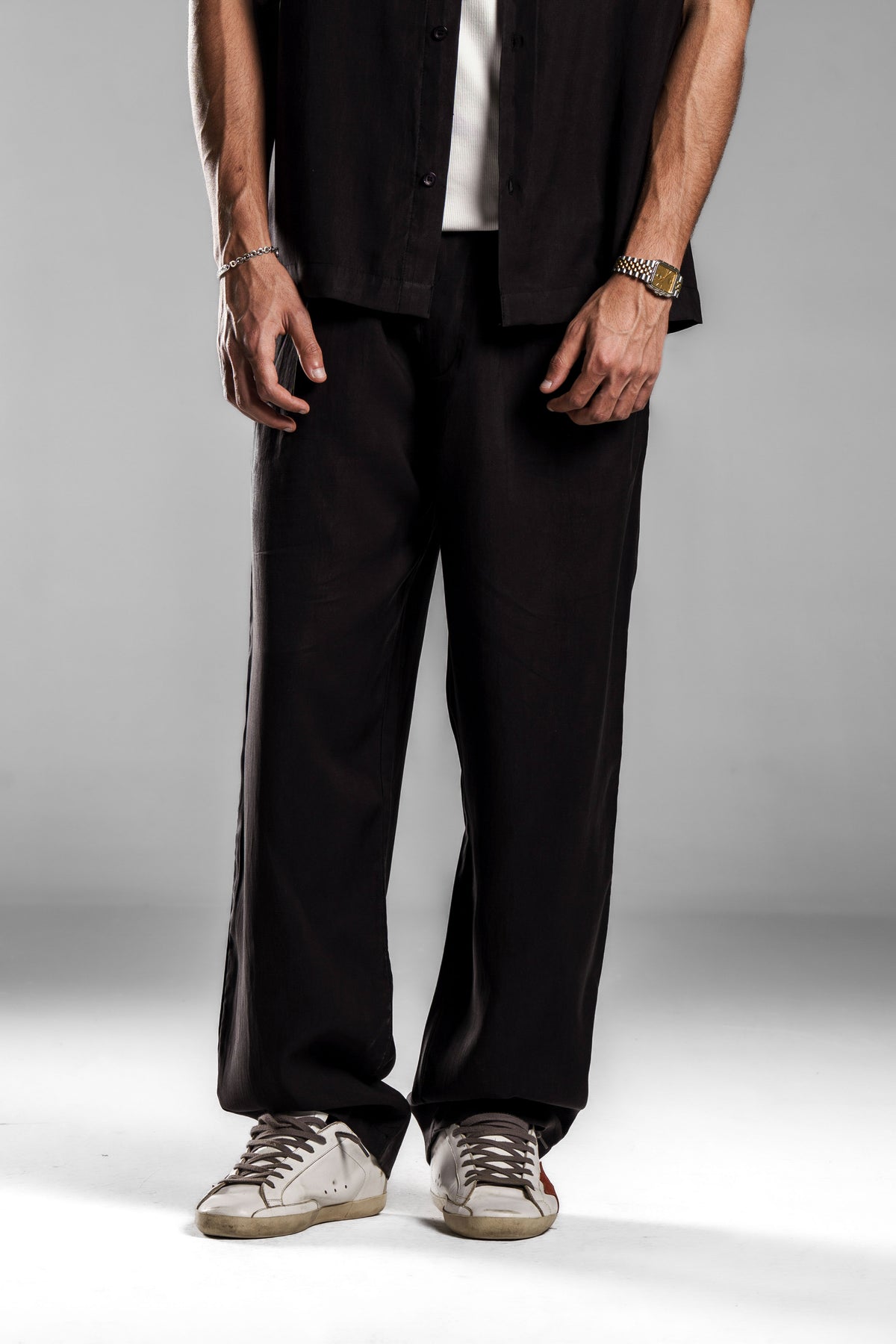 Black Fluid Relaxed Pants