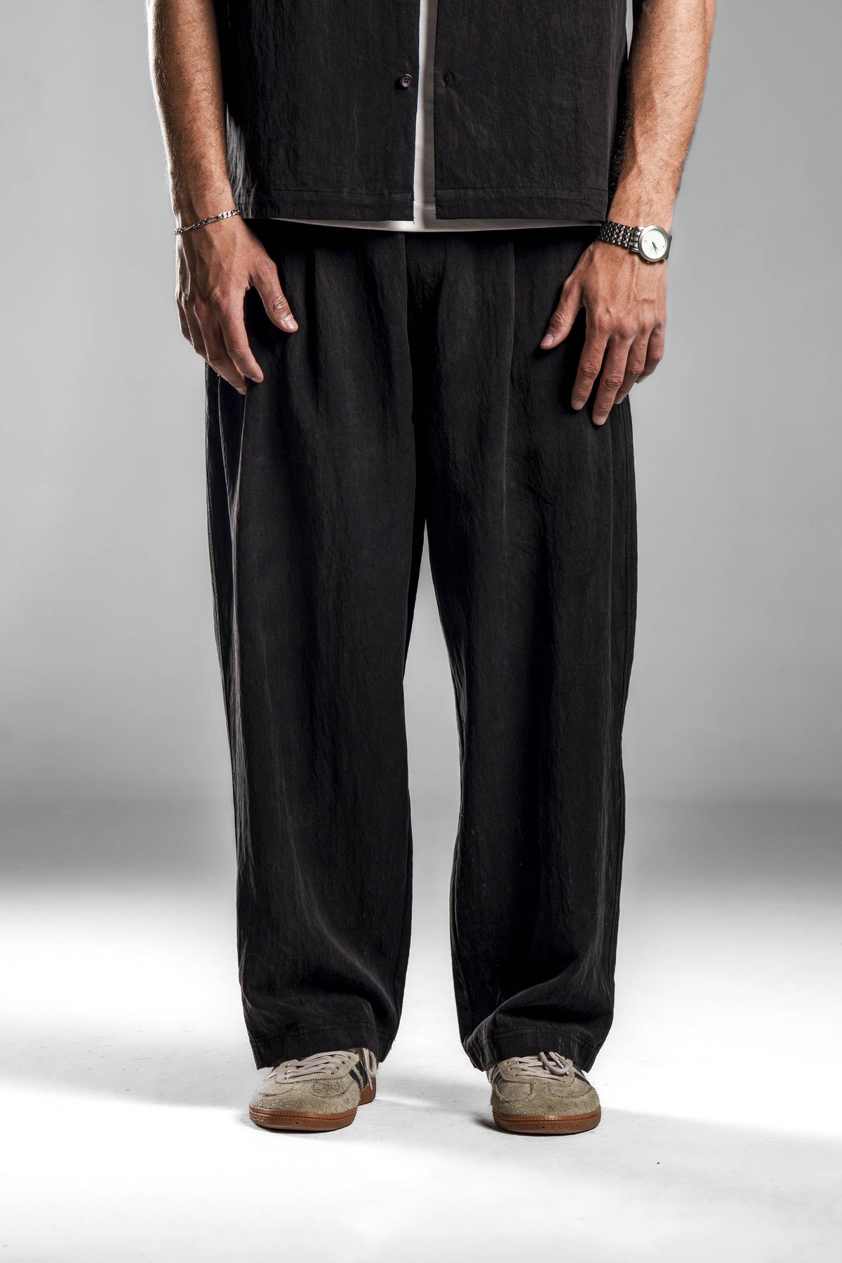 Black Flowing Loose Pants