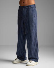 Navy Blue Pinstriped Trousers
