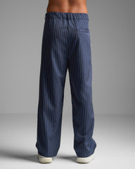 Navy Blue Pinstriped Trousers
