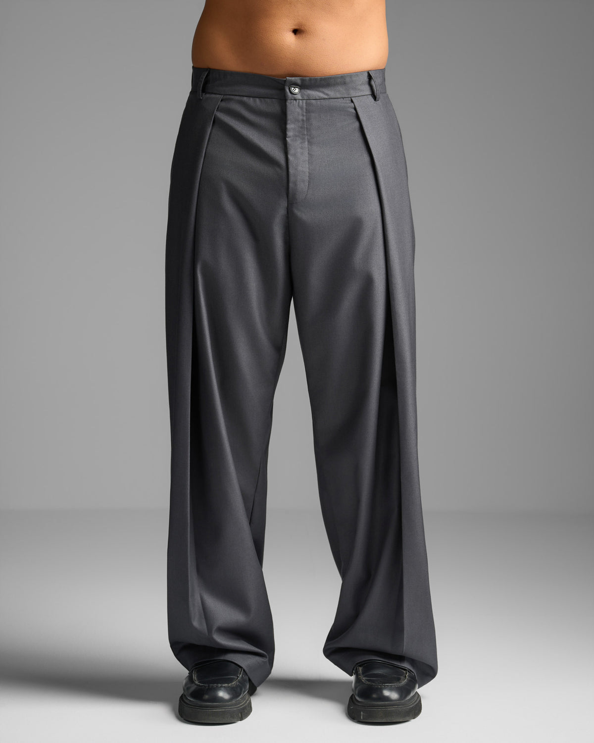Grey Pleated Trousers
