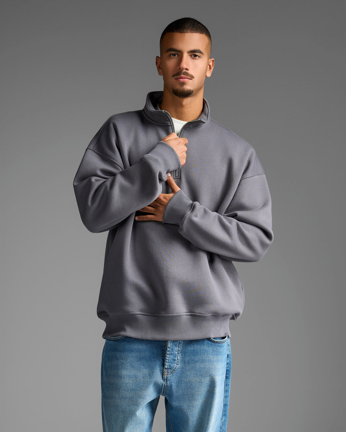 Dark Grey Half Zip Sweatshirt