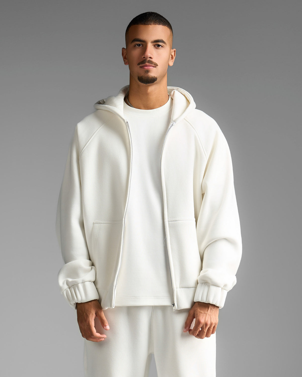 White Zip Up Sweatshirt