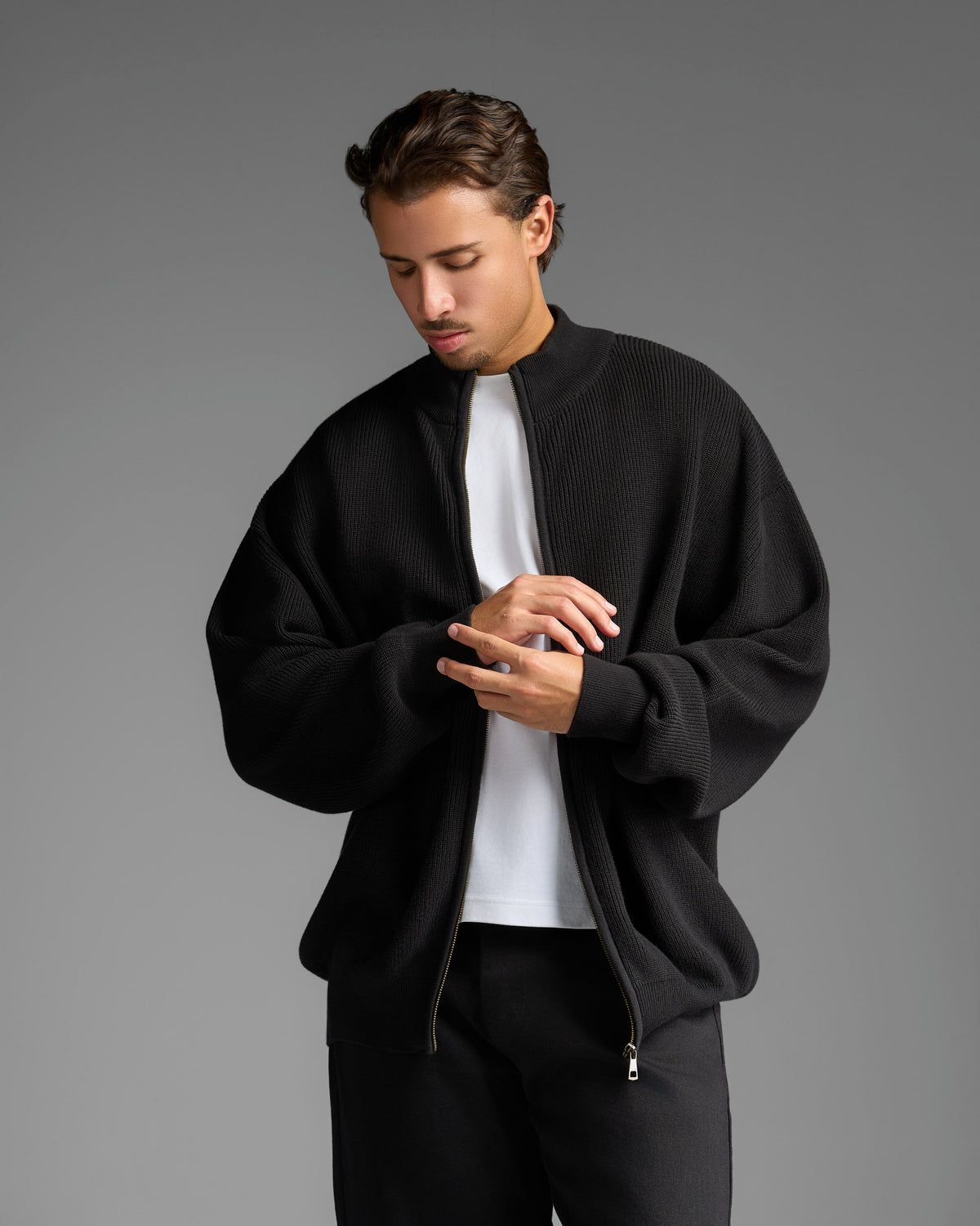 Black Zip Up Cardigan