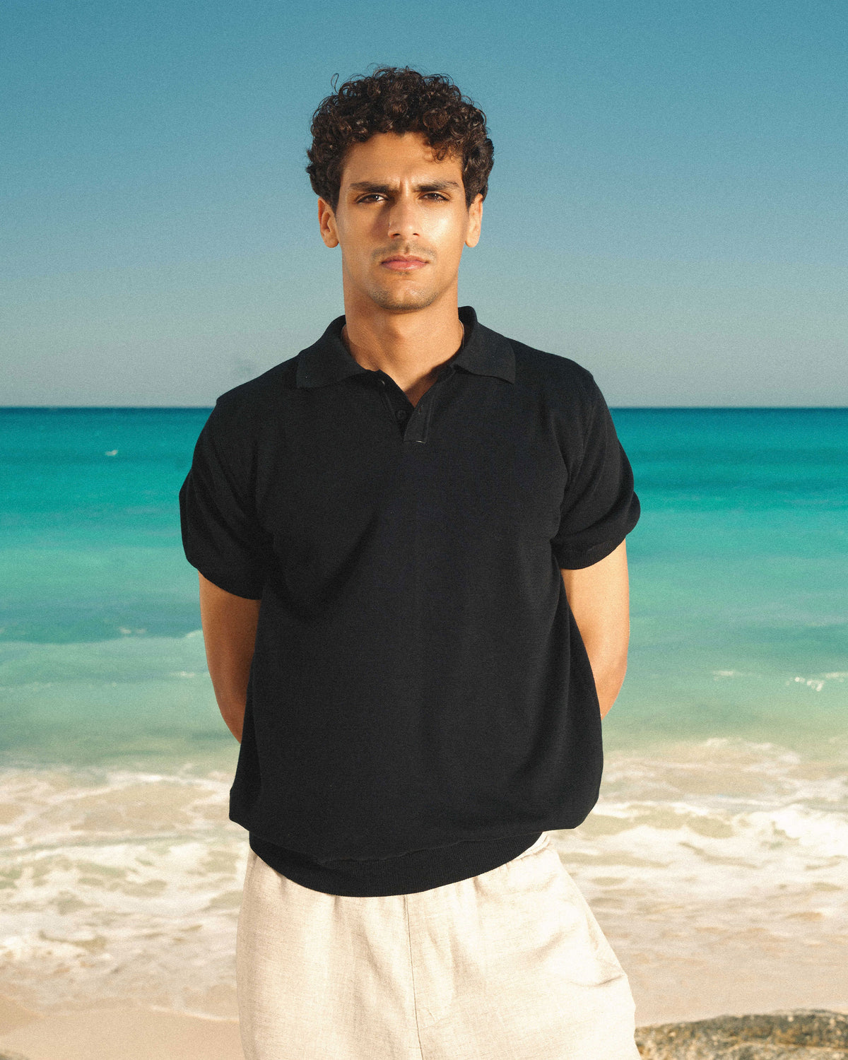 Black Knitted Polo T.shirt