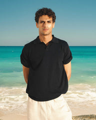 Black Knitted Polo T.shirt