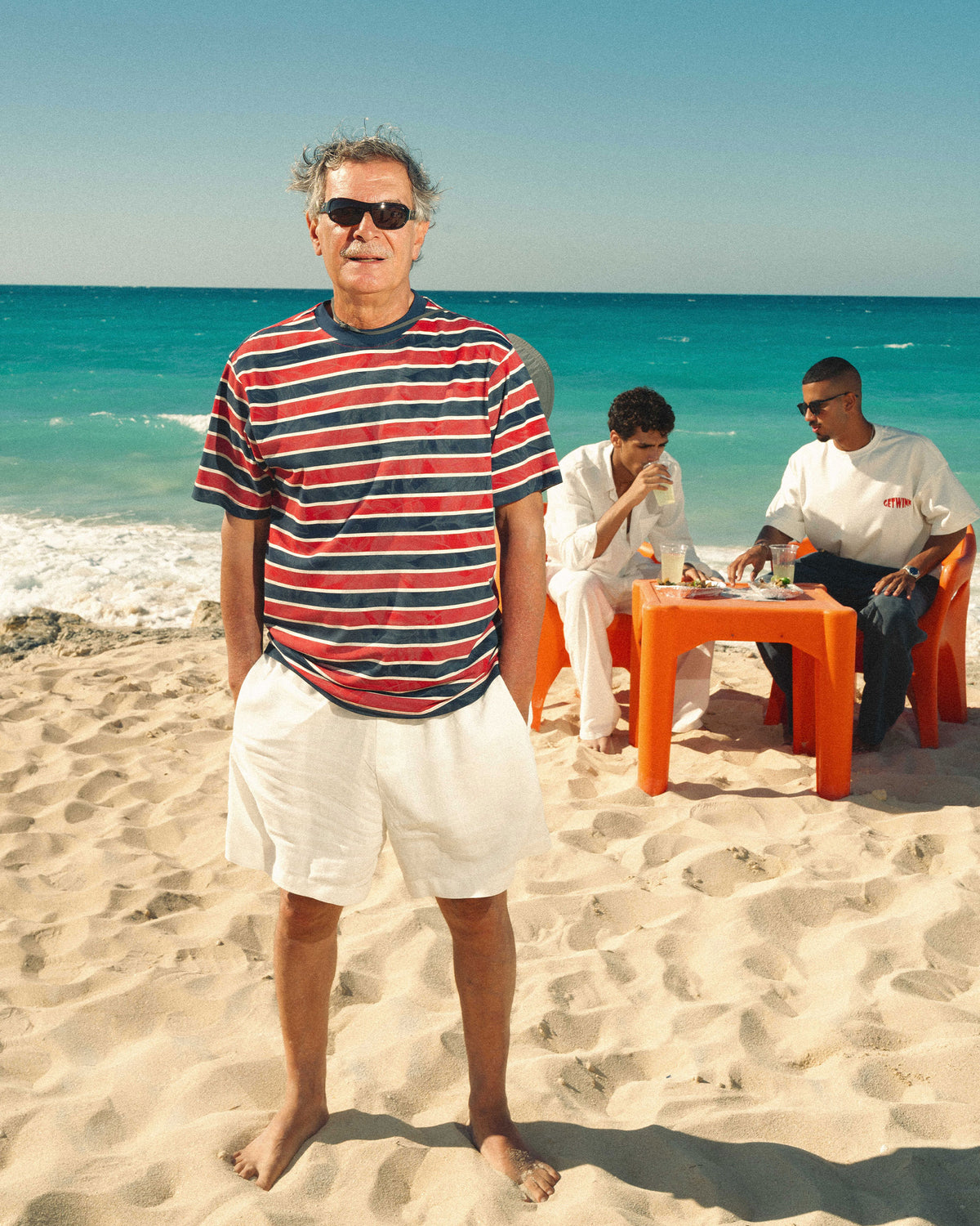 Red×Navy STRIPED T-SHIRT