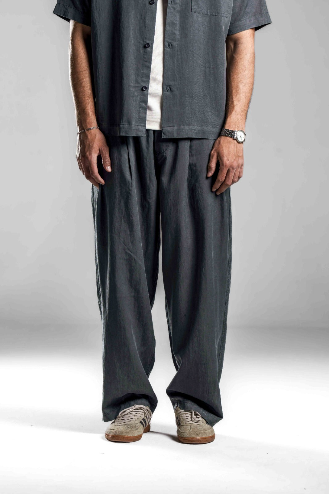 Grey Flowing Loose Pants